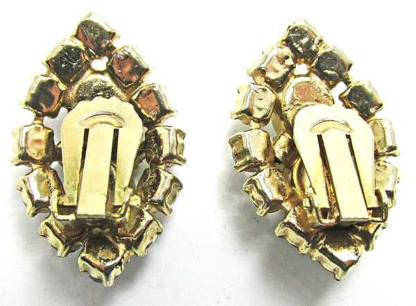 1950s Vintage Mid-Century Timeless Clear Rhinestone Earrings - Back