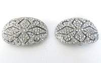 Victorian Mid-1800s Antique/Vintage Diamante Shoe Buckles - Front - Thumbnail