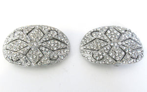 Victorian Mid-1800s Antique/Vintage Diamante Shoe Buckles - Front