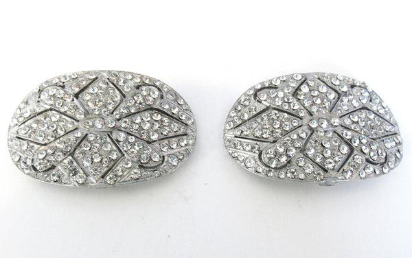 Victorian Mid-1800s Antique/Vintage Diamante Shoe Buckles - Front