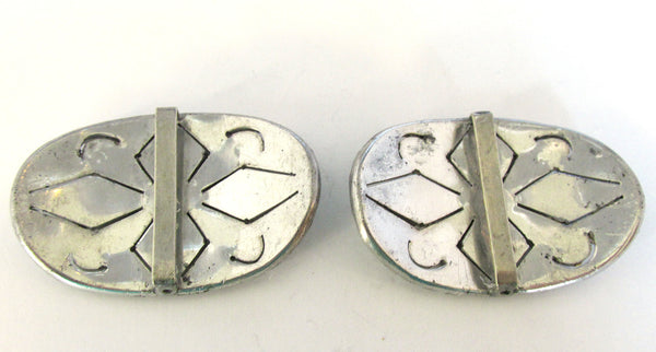 Victorian Mid-1800s Antique/Vintage Diamante Shoe Buckles - Backs