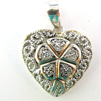 Signed MJ (Marie Jennifer) 1970s Contemporary Style Heart Pendant - Close Up - Thumbnail