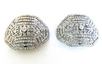1800s Antique Victorian Geometric Clear Diamante Shoe Buckles - Front - Thumbnail