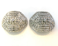 1800s Antique Victorian Geometric Clear Diamante Shoe Buckles - Front - Thumbnail