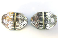 1800s Antique Victorian Geometric Clear Diamante Shoe Buckles - Back - Thumbnail