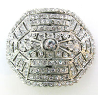 1800s Antique Victorian Geometric Clear Diamante Shoe Buckles - Close Up - Thumbnail