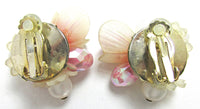 Vintage 1960s Unique Three-Dimensional Floral Bead Earrings - Back - Thumbnail