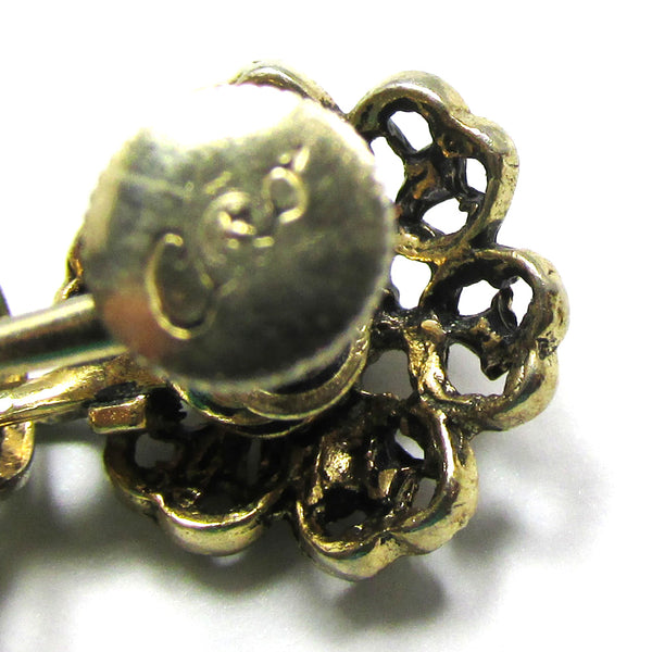 Coro Vintage 1950s Designer Cannetille Floral Drop Earrings - Signature