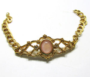 Avon 1960s Vintage Mid-Century Pink and Clear Diamante Bracelet - Front