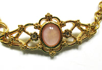 Avon 1960s Vintage Mid-Century Pink and Clear Diamante Bracelet - Close Up - Thumbnail