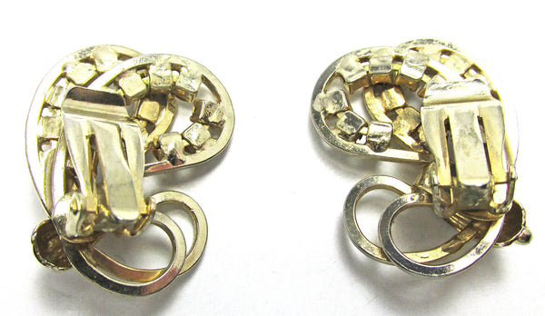 Unique 1970s Vintage Contemporary Style Rhinestone Earrings - Back