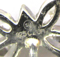 Signed 1980s Cubic Zirconia and Sterling Butterfly Earrings - Mark - Thumbnail