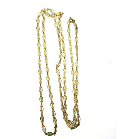 Vintage Mid-Century 1960s Exquisite Gold Chain Link Necklace - Front
