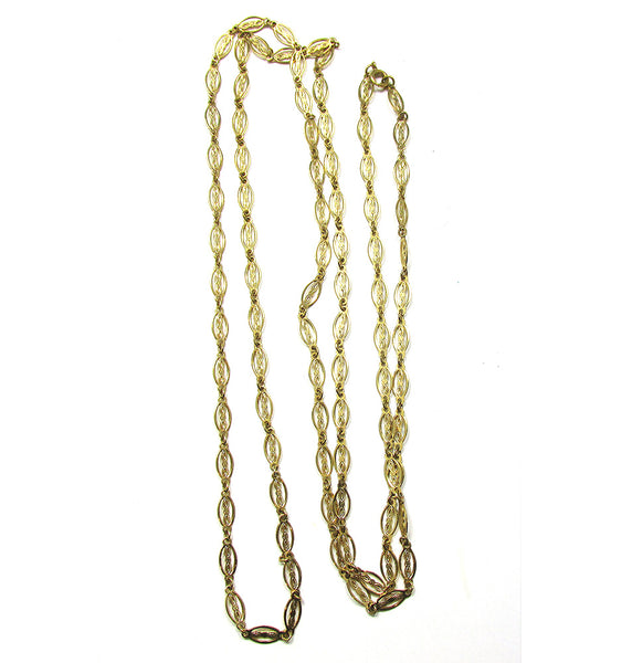Vintage Mid-Century 1960s Exquisite Gold Chain Link Necklace - Front