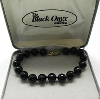 1980s Vintage Sorrelli Black Onyx Gemstone Bracelet - Original Box with Bracelet - Thumbnail