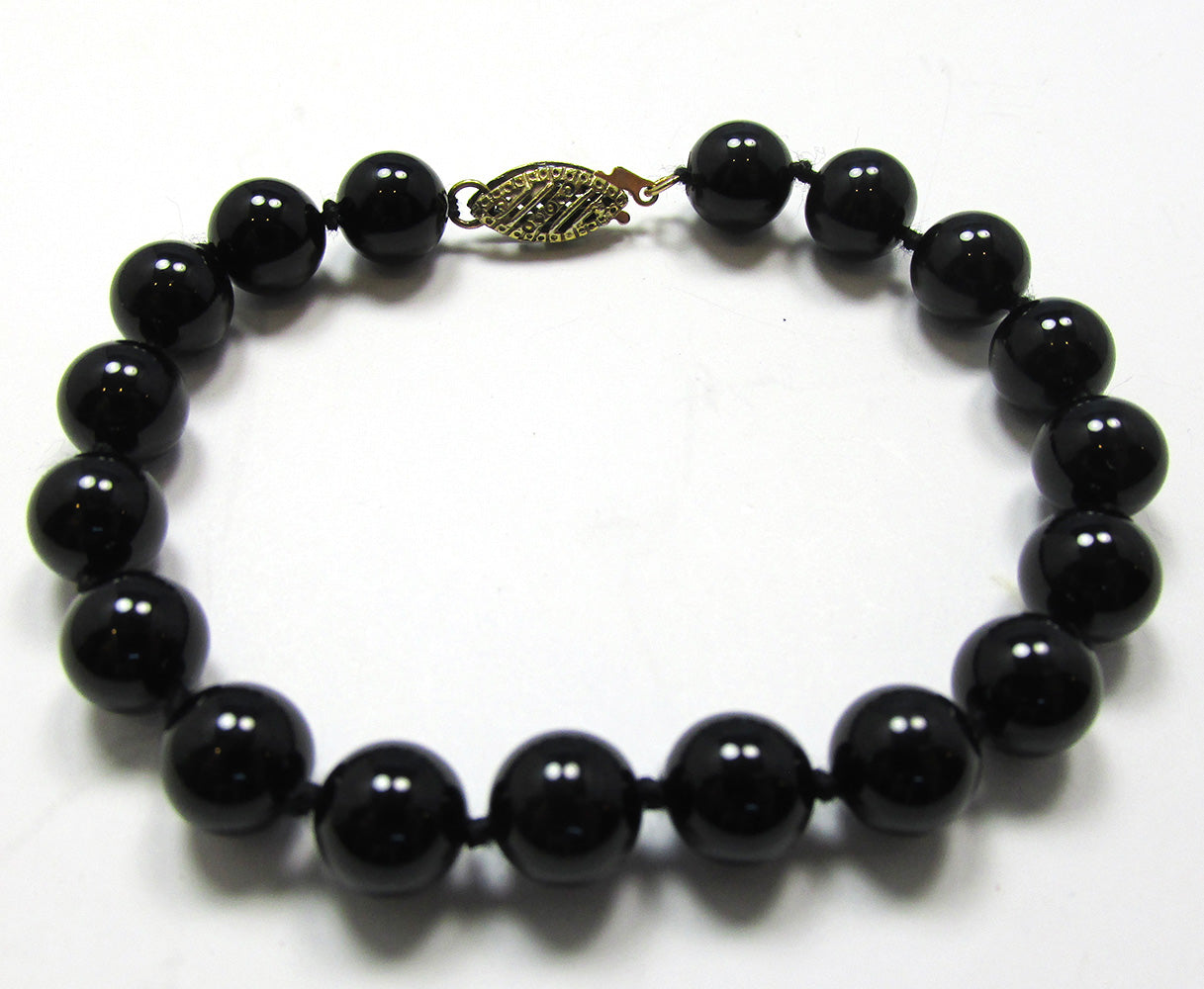 1980s Vintage Sorrelli Black Onyx Gemstone Bracelet - Front