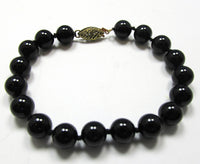 1980s Vintage Sorrelli Black Onyx Gemstone Bracelet - Front - Thumbnail