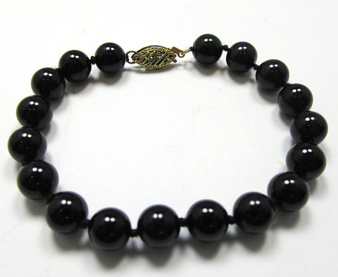 1980s Vintage Sorrelli Black Onyx Gemstone Bracelet - Front