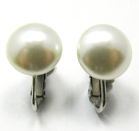 Signed Richelieu 1960s Mid-Century Pearl Cabochon Earrings - Front - Thumbnail