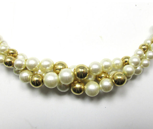 Signed Napier 1980s Elegant Multi-Strand Pearl and Bead Necklace - Close Up