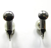 1970s Signed Richelieu Vintage Designer Pearl Earrings - Back - Thumbnail