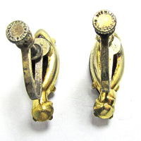 Vintage 1950s Dainty Mid-Century Amethyst Diamante Earrings - Back - Thumbnail