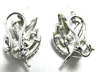 Vintage Mid-Century 1960s Clear Diamante Leaf Earrings - Back - Thumbnail