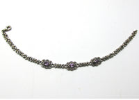 Signed Jewelry Concepts 2000s Vintage Amethyst and Sterling Bracelet - Front - Thumbnail