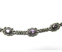 Signed Jewelry Concepts 2000s Vintage Amethyst and Sterling Bracelet - Close Up - Thumbnail