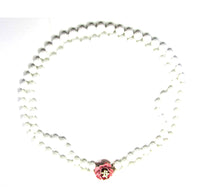 1950s Marvella Pearl and Enamel Floral Necklace and Earring Set - Necklace - Thumbnail