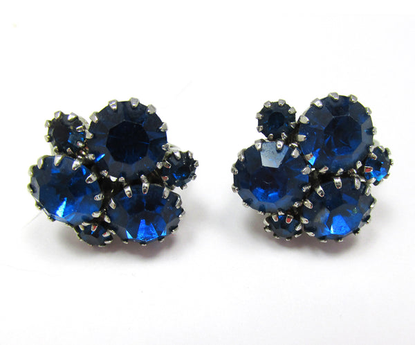 Charming Mid-Century 1950s Vintage Diamante Circle Pin and Earrings - Earring Fronts