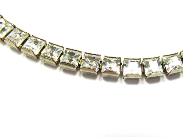 Mid-Century Vintage 1950s Brilliant Clear Diamante Tennis Bracelet - Close Up