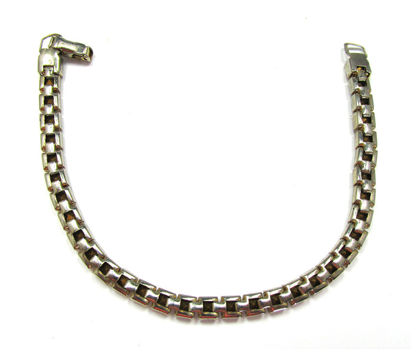 Mid-Century Vintage 1950s Brilliant Clear Diamante Tennis Bracelet - Back