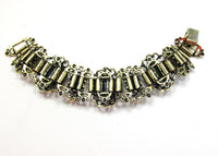 Dramatic 1950s Mid-Century Gothic Style Pearl and Cabochon Link Bracelet - Back - Thumbnail