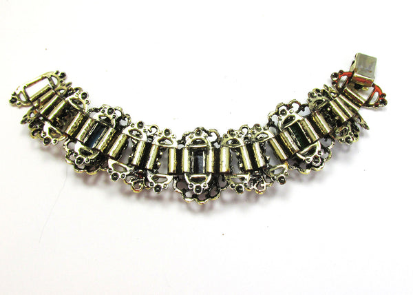 Dramatic 1950s Mid-Century Gothic Style Pearl and Cabochon Link Bracelet - Back