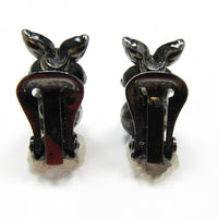 Signed Kenneth J. Lane Vintage Couture Pearl and Diamante Earrings - Back - Thumbnail