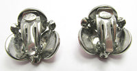 Signed Vogue Vintage 1950s Unique Pink Rhinestone Button Earrings - Back - Thumbnail