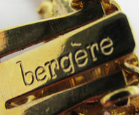 Striking Bergere 1950s Vintage Designer Diamante Half Moon Earrings - Signature - Thumbnail