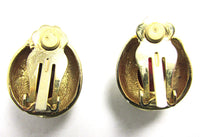 1960s Vintage Mid-Century Ruby Diamante and Gold Earrings - Back - Thumbnail