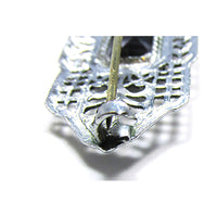 Antique/Vintage 1910s Art Deco Purple and Silver Diamante Pin - C Closure - Thumbnail
