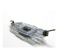 Antique/Vintage 1910s Art Deco Purple and Silver Diamante Pin - Back with Pin Opened - Thumbnail