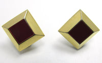 Vintage 1970s Napier Retro Designer Enameled Geometric Earrings - Front - Thumbnail