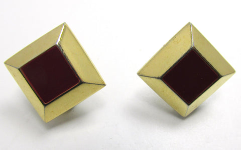 Vintage 1970s Napier Retro Designer Enameled Geometric Earrings - Front