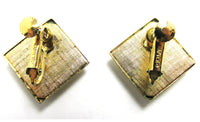 Vintage 1970s Napier Retro Designer Enameled Geometric Earrings - Back - Thumbnail