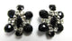 Vintage 1950s Sparkling Clear and Black Rhinestone Clip-On Earrings