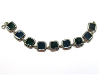 Versatile 1970s Green, Black, and Cream Enameled Reversible Bracelet - Front - Thumbnail