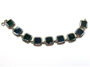 Versatile 1970s Green, Black, and Cream Enameled Reversible Bracelet - Front