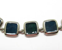 Versatile 1970s Green, Black, and Cream Enameled Reversible Bracelet - Front Close Up - Thumbnail