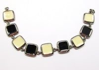 Versatile 1970s Green, Black, and Cream Enameled Reversible Bracelet - Reverse Side - Thumbnail