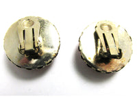 Bold Vintage 1960s Red Thermoset Cabochon Button Earrings - Back - Thumbnail